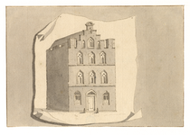 35114 Afbeelding van de zij- en de voorgevel van het huis Fresenburg aan de Oudegracht te Utrecht.N.B. Het huis ...